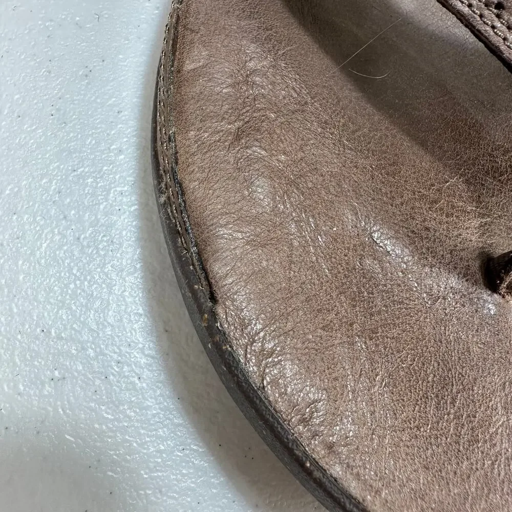 The North Face Bridgeton Flip Flop Mens Size‎ 13 Brown Leather Slip On stamped